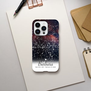 Benutzerdefinierte Geburtstag Sternkarte nach Datum iPhone Fall Personalisierte Samsung Fall Jahrestag Geschenk