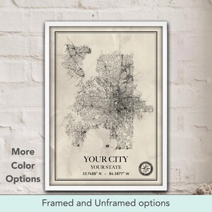 Custom Jede Stadt Karte Vintage Style Poster City Road Reise Liebhaber Print Home Decor Personalisiertes Geschenk