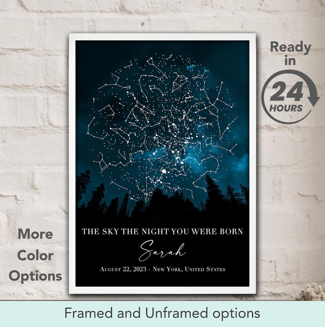 The Sky the Night You Were Born Star Map Birthday Personalized Poster ...
