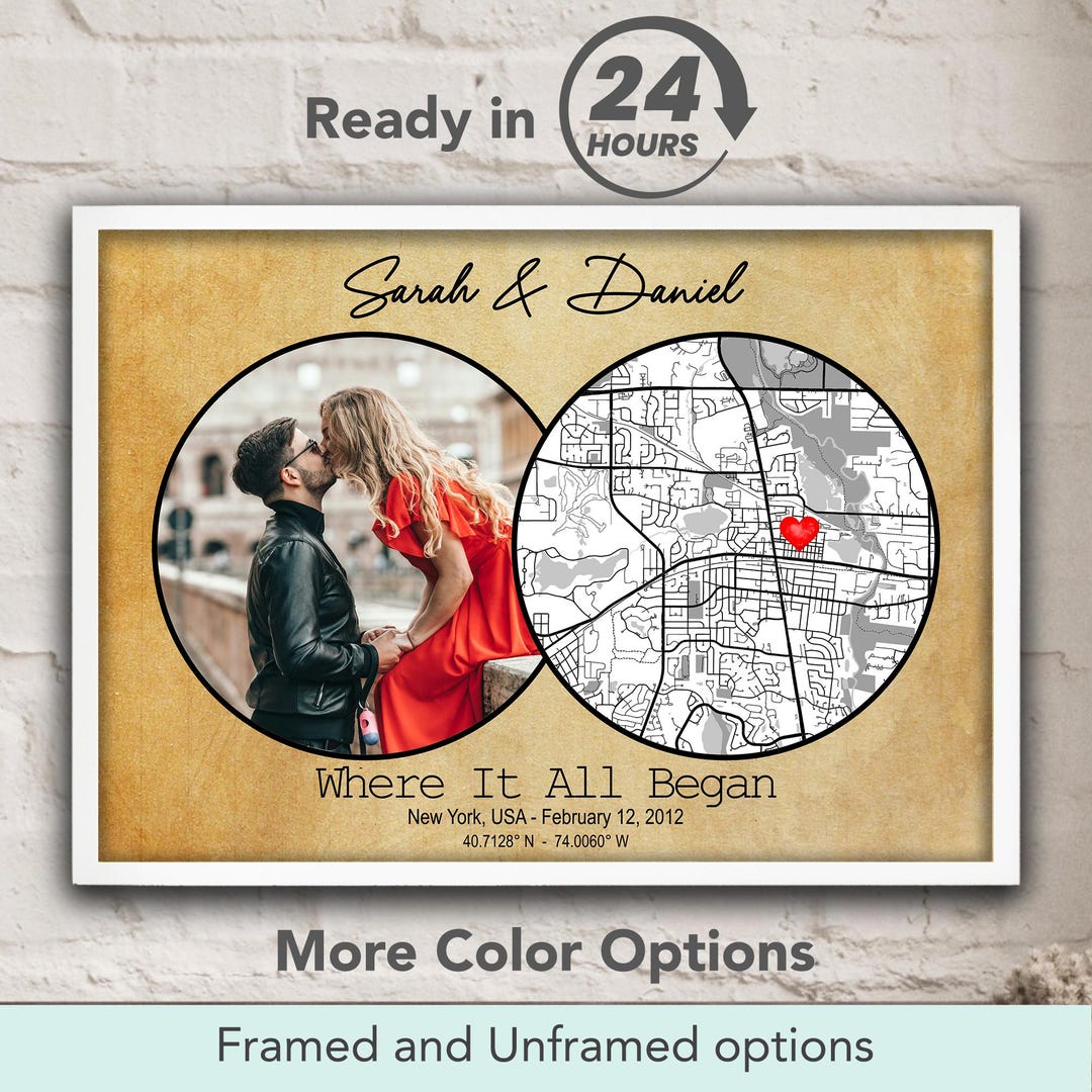 Personalized First Date Map Poster – Custom Anniversary Gift - Etsy