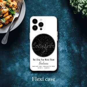 Carte des étoiles par date le jour de votre naissance Coque pour iPhone Anniversaire Coque Samsung personnalisée Cadeau