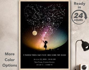 Personalized Star Map Dad Gift: Father&#39;s Day Sky Poster (Digital Download 8.27&quot; x 11.70&quot;)