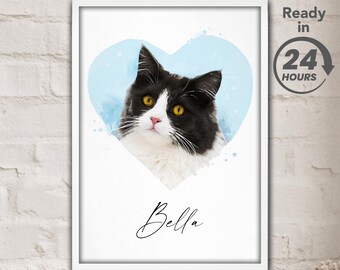 Custom Watercolor Pet Portrait: Personalized Dog or Cat Print