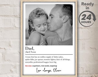 Personalized Dad Definition Wall Art: Fathers Day Photo Gift
