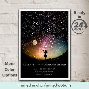 Personalisiertes Poster zur Sternenkarte, Unter diesem Himmel wurden Sie mein Vater, neuer Vatergeschenk, personalisiertes Jahrestags-Vatertagsgeschenk, Nachthimmel nach Datum Druck