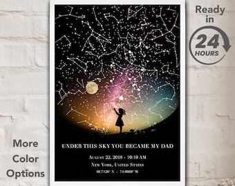 Personalized Star Map Poster: New Dad Gift, Father's Day Wall Art