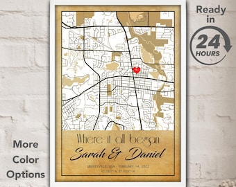 Stampa mappa personalizzata del primo appuntamento - Regalo di anniversario