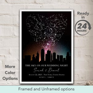 Mapa estelar personalizado para parejas: regalo moderno de aniversario de bodas: impresión personalizada para la primera cita o compromiso.