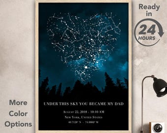 Under This Sky You Became My Dad, Star Map Art, Anniversary Father&#39;s Day Gift, Birthday Personalized Poster- MADE TO ORDER Digital Download