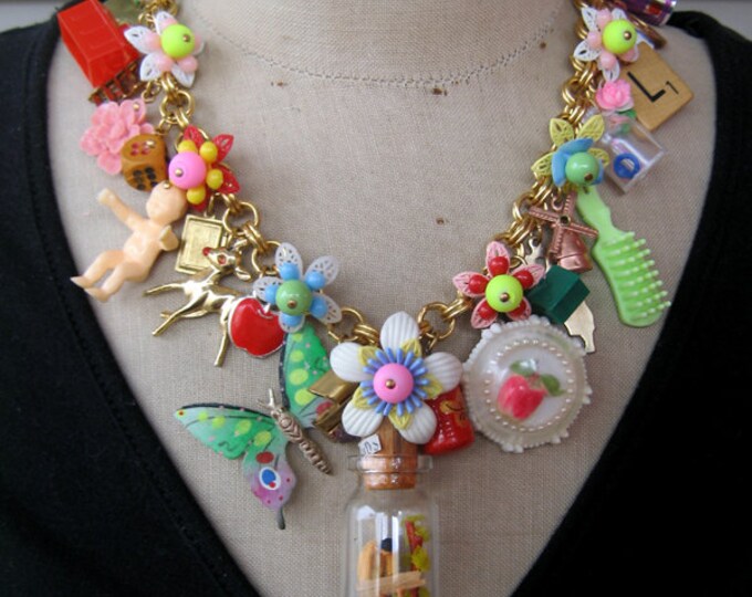 Vintage Toy Necklace, Flower Necklace, Statement Necklace Babes in Toyland Etsy