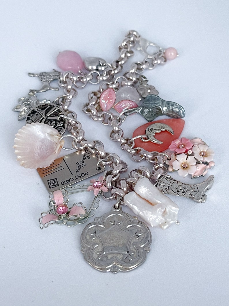 PRETTY IN PINK a Vintage Charm Necklace image 2