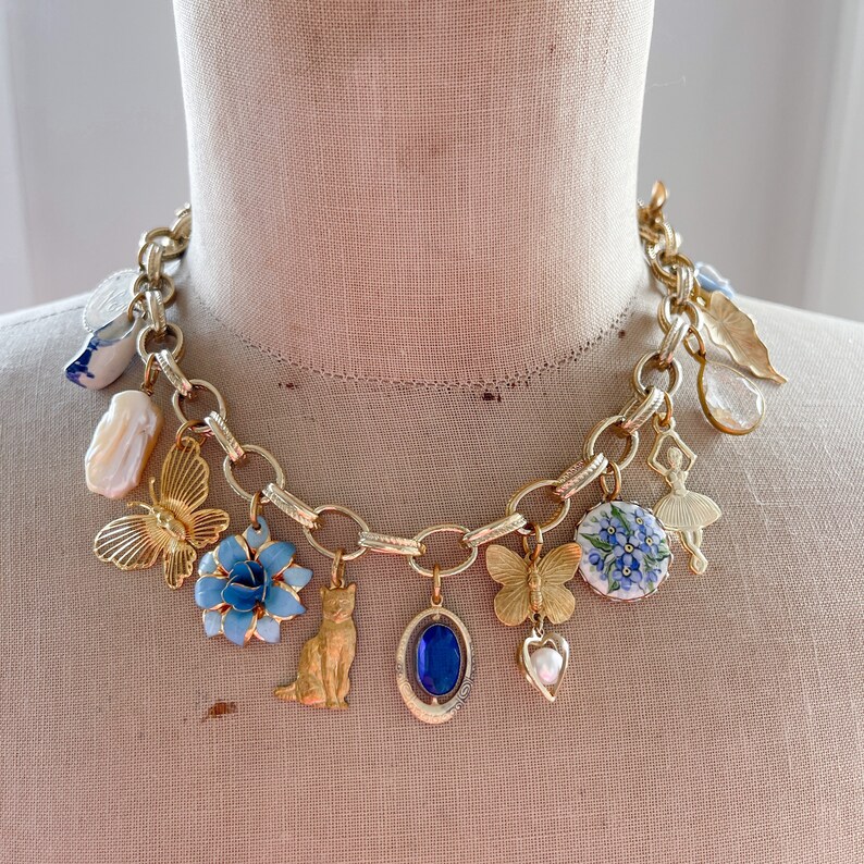 SAPPHIRE a Vintage Charm Necklace Etsy Australia