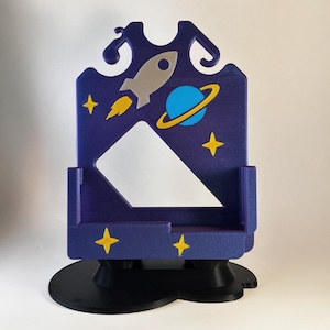 G-Tube Feeding Pump Caddy with Rocket Ship and Outer Space Pattern | Infinity Pump Stand and Hanger| No Bolts or Modification Needed!