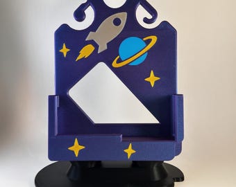 G-Tube Feeding Pump Caddy with Rocket Ship and Outer Space Pattern | Infinity Pump Stand and Hanger| No Bolts or Modification Needed!