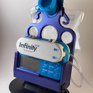 G-Tube Feeding Pump Caddy | Infinity Pump Stand and Hanger| No Bolts or Modification Needed! | Tubie Feed Pump Base/Table Stand