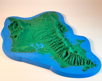Oahu Island - wunderschöne erhabene topographische 3D-Karte der Insel Oahu.  Unsere Inselheimat.