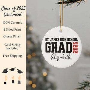 Custom Senior 2025 Ornament, Class of 2025 Ornament, High School Senior, Personalized Graduation Gift, Graduation Ornament, Class of Gift