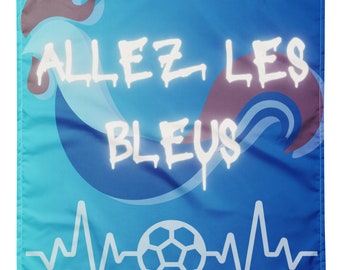 Bandana EM Fussball Frankreich / Fan Bandana Euro 24 Design Allez les Bleus / Geschenk Fussball / Halstuch Fussball