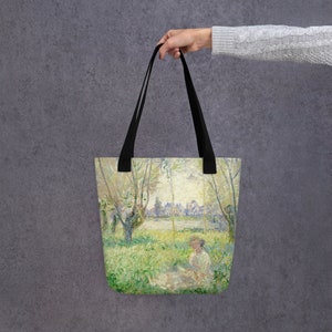 Claude Monet Tote Bag, Woman Seated Under Willow, Shoulder casual bag zdjęcie 6