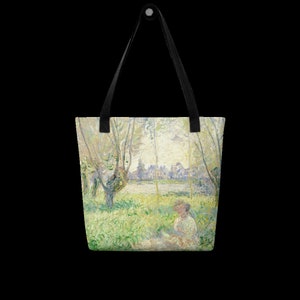 Claude Monet Tote Bag, Woman Seated Under Willow, Shoulder casual bag zdjęcie 4