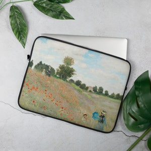 Monet Laptop Tasche, Mohnfeld Laptop Hülle, Fine Art auf Computer Schutz, Claude Monet Kunstlehrer Geschenk