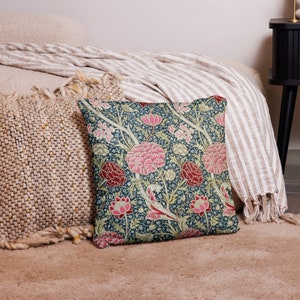 Coussin décoratif floral William Morris : coussin de canapé gris