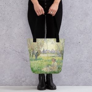 Claude Monet Tote Bag, Woman Seated Under Willow, Shoulder casual bag