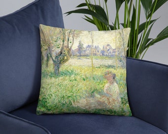 Sofa Scatter Pillow, Claude Monets lady sat beneath willow trees, indoor throw cushion, scatter throw cushion, sofa home accessories