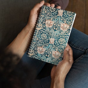 William Morris Spiral notebook, Honeysuckle Memo Pad, Vintage Floral Stationery, Art Teachers Gift