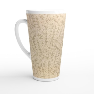 Tall Latte Mug, William Morris Yellow Leaves, Large Coffee Cup