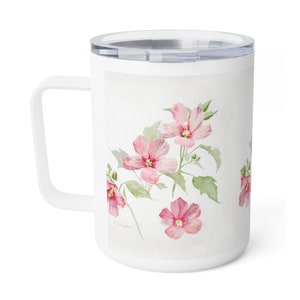 Floral Insulated Coffee Mug, Elegant Flower Design, Perfect for Garden Lovers, Gift for Her, Travel Mug, Mother&#39;s Day Gift, Reusable Coffee
