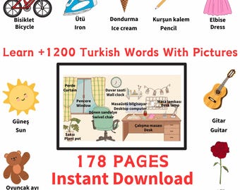 Learn Turkish with Pictures | 1200+ Vocabulary Words for Beginners | Fast & Easy