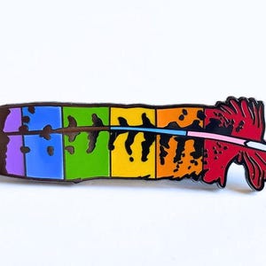 2spirit/pride Red Tailed Hawk Feather Enamel Pin - Etsy