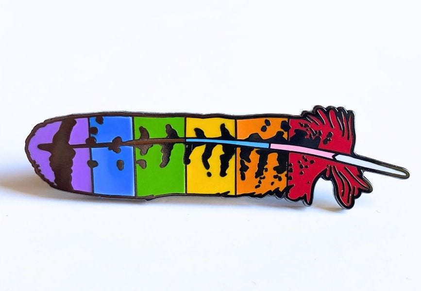 2spirit/pride Red Tailed Hawk Feather Enamel Pin - Etsy