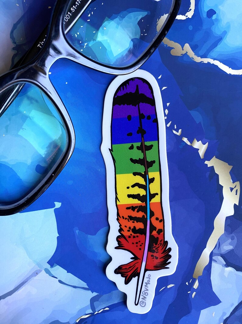 2spirit/pride Red Tailed Hawk Feather Vinyl Sticker - Etsy