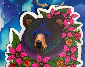 Salmon "Beary" vinyl sticker
