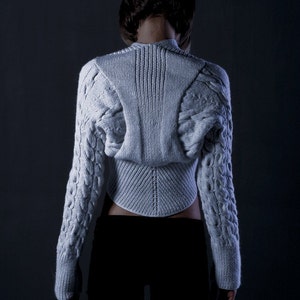Custom Order Unique Hand knitted Cropped Cardigan, Authentic design knitwear, made to measure Handmade winter Fashion Garment, Bolero