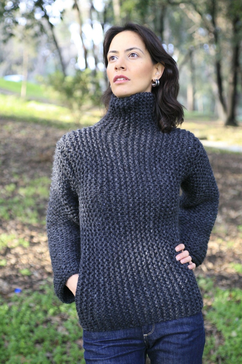 Custom Order Unique Hand knitted Chunky Sweater with pocket , Authentic design knitwear, made to measure Handmade winter Fashion Garment image 3