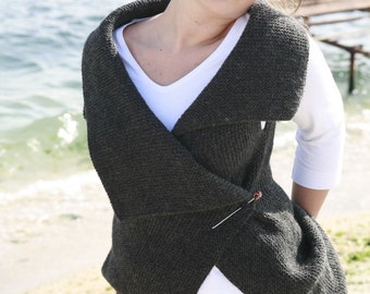Custom Order Garter Stitches Handmade Knitted vest, One size knitwear