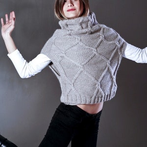 Custom Order 4in1 Vest/Sweater, Handmade Sweater, Big Collar Vest, Hand knitted Fashion Sweater, Made to Measure Knitwear image 1