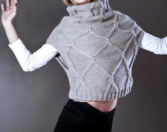 Custom Order 4in1 Vest/Sweater, Handmade Sweater, Big Collar Vest, Hand knitted Fashion Sweater, Made to Measure Knitwear