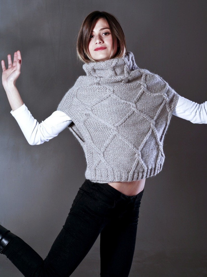 Custom Order 4in1 Vest/Sweater, Handmade Sweater, Big Collar Vest, Hand knitted Fashion Sweater, Made to Measure Knitwear image 1