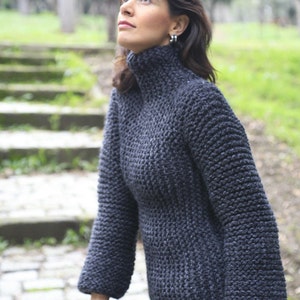 Custom Order Unique Hand knitted Chunky Sweater with pocket , Authentic design knitwear, made to measure Handmade winter Fashion Garment image 4