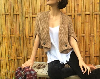 Custom Order Unique Hand knitted Shawl Cardigan , Authentic design knitwear, made to measure Handmade winter Fashion Garment