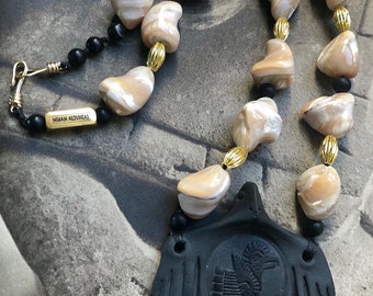 Eagle Black porcelain/ Sea Shell statement necklace