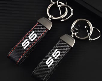 Car Carbon Fiber Leather Rope Car Keychain For Audi S5 S6 S7 S8