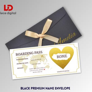 Personalised Boarding Pass, Scratch to Reveal Flight Ticket, Christmas Surprise Trip Reveal, Holiday Gift
