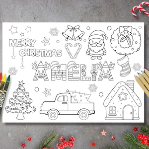 Personalised Christmas Colouring Page for Kids, Eve Box Filler, Festive Gift, Stocking Filler image 3