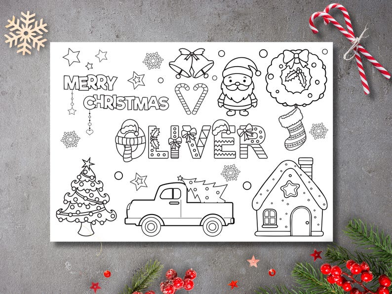 Personalised Christmas Colouring Page for Kids, Eve Box Filler, Festive Gift, Stocking Filler image 5