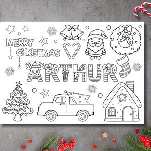 Personalised Christmas Colouring Page for Kids, Eve Box Filler, Festive Gift, Stocking Filler image 6